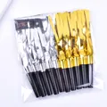 Pack of gold and silver metallic tinsel party blowouts in clear plastic packaging - 5 Gold 5 Silver