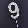 Sparkling silver rhinestone number 9 cake topper for luxury birthday party decoration. - Number 9 / Silver