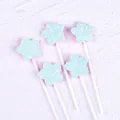 Close-up of five-pointed star cake toppers with light blue glitter fabric texture - Five-pointed Star / 5 Pcs Set / Blue