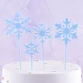 Lot de 4 décorations de gâteau en forme de flocons de neige bleu clair pour anniversaire - Lot de 4 / Bleu clair