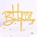 Golden mirror acrylic Happy Birthday cake topper for festive party cake decoration - Artistic Letter 2 / 10 Pieces Pack