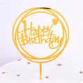 Mirror gold acrylic Happy Birthday cake topper featuring elegant double ring heart design - Double Circle Heart / 10 Pieces Pack