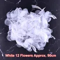 White mesh rose flower cake ribbon decoration variant with 12 flowers, 90cm length - White Mesh Flower Border