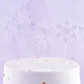 Lot de 4 pics à gâteau en plastique flocon de neige blanc pour fête de décoration - Lot de 4 / Blanc