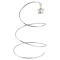 Silver spiral iron art cake topper with a faceted clear crystal star pendant decoration - Crystal Spiral / Silver