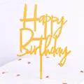 Décoration de gâteau Joyeux Anniversaire en acrylique miroir doré - Lettre Artistique 3 / Lot de 10