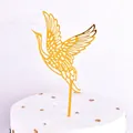 Golden acrylic crane cake topper 10-piece set for elegant birthday baking decoration - Crane Design / 10 Piece Set