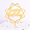 Décoration de gâteau "Happy Birthday" en acrylique doré miroir pour fêtes et anniversaires. - Plaid / Lot de 10