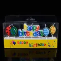 Colorful Happy Birthday letter candles with balloon shapes in clear gift box - Large Double Balloon Style / 15 Piece Set