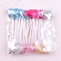 Set of metallic PU heart-shaped cake toppers in assorted colors for birthday party decorations. - Heart / 50 Pieces / Multicolor