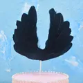 Elegant black feather wings cake topper for elegant wedding or birthday cake decoration - Black