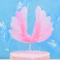 Elegant pink feather angel wing cake topper for birthday and wedding decorations - Large Pink Wings / Pink