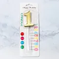 Golden number 1 birthday candle in retail blister packaging for party cake decorations - Number 1