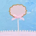 DIY pink writable cake topper with bow and gold glitter border for birthday decoration - Blank DIY Style / 5 Pcs Set / Pink