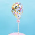 Transparent 5-inch confetti balloon cake topper with pink bow for birthday party - Multi-color Series 5 Inch Balloon Set