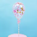5-inch clear balloon cake topper with pink and gold confetti sequins for birthdays - Pink Series 5 Inch Balloon Set