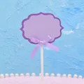 Elegant purple writable DIY paper cake topper decoration with a silk ribbon bow - Purple Blank Style / 5 Pcs Set / Purple
