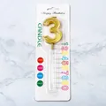 Decorative gold number 3 smokeless paraffin wax candle for birthday party cakes - Number 3