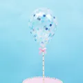 Transparent 5-inch confetti cake balloon topper with blue and silver sequins for parties - Blue Series 5 Inch Balloon Set