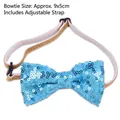 Sparkly blue sequined pet bow tie with an adjustable gold elastic strap for dog parties - Bow Tie / Approx 9x5cm / Blue