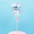 5-inch clear confetti balloon cake topper with pink bow for birthday party decoration - Silver Series 5 Inch Balloon Set