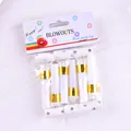 Set of six white party blowouts with silver stars and gold foil for birthday celebrations - Silver Star Pattern 6 Pieces