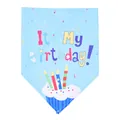 Light blue pet birthday bandana with 'It's My Birthday' text and cupcake design - Cake Bandana / Blue