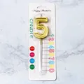 Vela de cumpleaños número 5 en oro metálico para decoración de pasteles en blíster - Número 5