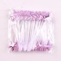 Set of shiny pink PU star cake toppers for birthday party and dessert decoration - Pentagram / 50 Pieces / Pink