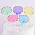 Set of 5 colorful writable cake toppers with ribbons for DIY birthday decoration - Mixed Color Writable Toppers