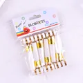 Gold and white striped party blowouts whistles in retail packaging for kids birthday - Gold Stripe Pattern 6 Pieces