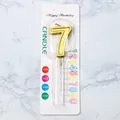 Elegante vela de cumpleaños número 7 dorada en blíster para decoración de tartas de fiesta - Número 7