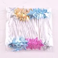 Assorted metallic PU star cake toppers in bulk packaging for birthday dessert decoration - Pentagram / 50 Pieces / Multicolor