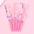 Set of 5 pink party blowouts with iridescent foil fringe for birthday celebrations - Double Layer Iridescent Pink 5 Pieces