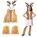 Dettaglio costume da renna per bambini con cerchietto corna e gilet in ecopelliccia - Set da 4 Pezzi per Bambini