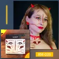 Horror Halloween face tattoo stickers featuring bloody devil makeup and stitch patterns - Devil Wing Style (RM-039)