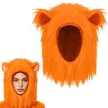 Capucha de orejas de bestia de piel sintética naranja para cosplay de Halloween y accesorios - Tocado Naranja / Naranja