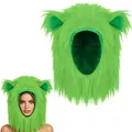 Capucha de orejas de bestia peluda verde neón para accesorio de cosplay de Halloween - Tocado Verde / Verde