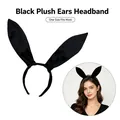 Soft black plush animal ears headband perfect for cosplay and Halloween costumes - Headband / Black