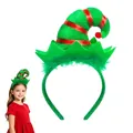 Green Christmas elf hat headband with red stripes and pom-pom for kids holiday dress up - Style 1 / Large Green Antler