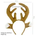 Serre-tête bois de renne en peluche marron avec oreilles pour déguisement et Noël - Serre-tête bois de renne