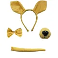 4pcs plush kangaroo animal costume set with ears headband bow tie nose and tail for party - 4-Piece Set (Headband+Bowtie+Nose+Tail)