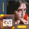 Halloween horror bloody face tattoo sticker with stitches for makeup effect RM-040 variant - Bloody Scratch Style (RM-040)