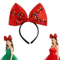 Festive large red sequin Christmas bow headband with colorful light bulb pattern - Style 1 / Red Bow
