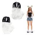 White plush cartoon sheep ear headband with matching paw gloves and feet covers costume set - Gloves / White