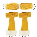 Yellow plush kangaroo animal costume claw gloves and leg warmers set for Halloween party - Gloves And Leg Covers Set