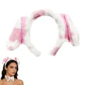 Pink and white spotted dalmatian ear headband with plush texture for costume party - Headband / Single Item / Pink