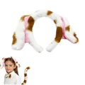 Dalmatian dog ear headband with tail and bowtie costume set for kids - Headband / Single Item / Brown