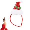 Diadema navideña con mini gorro de Papá Noel de lentejuelas rojas y adornos de acebo - Sombrero de Hojas Rojas
