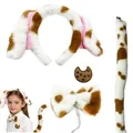 Plush dalmatian dog ears headband and tail costume set for kids costume party decoration - Set / Four-Piece Set / Brown